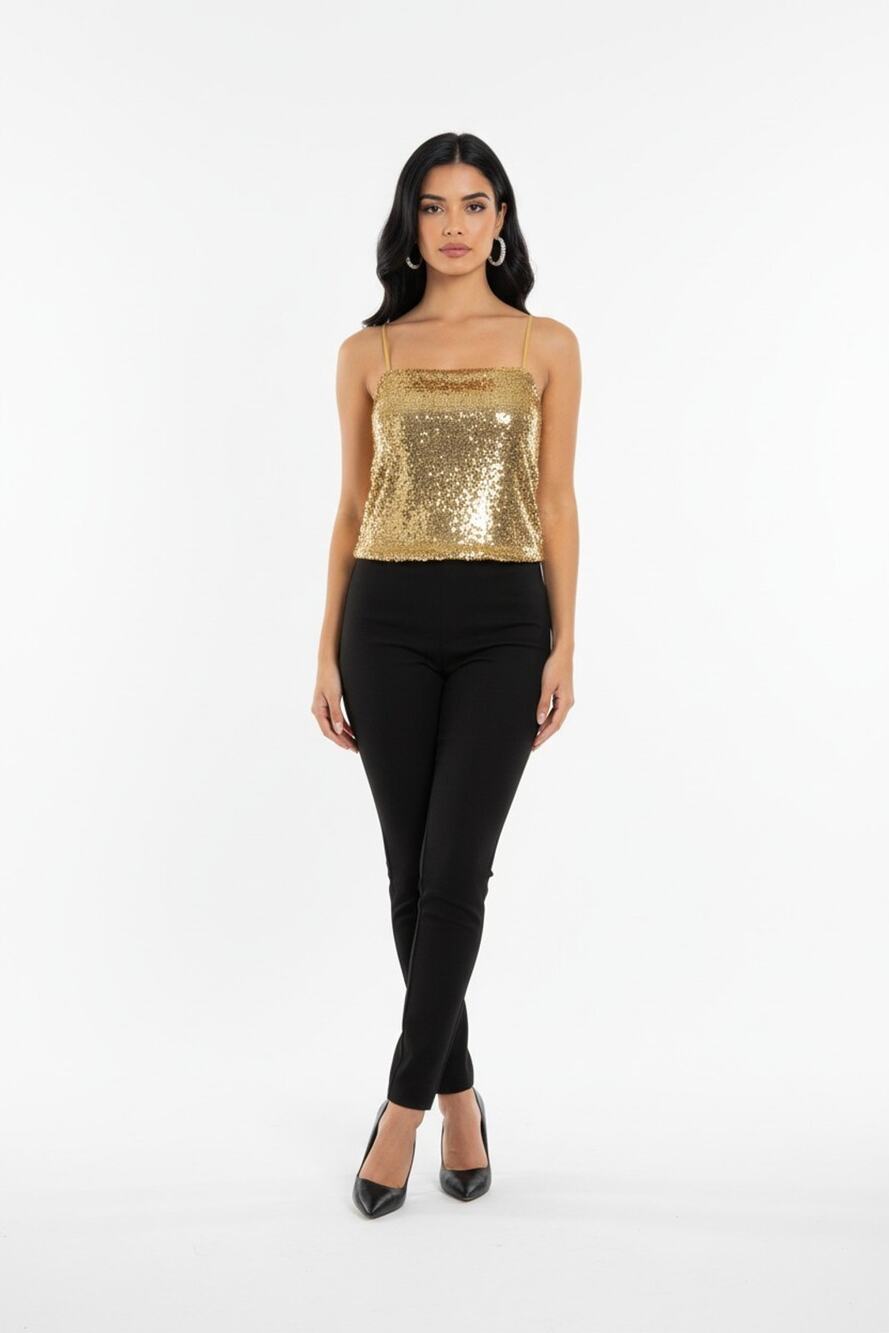 EXPRESS SEQUINS CAMISOLE GOLD COLOR SLEEVELESS SEXY TOP SIZE XS NWT